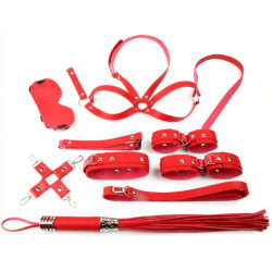 Generique Coffret Bondage SM OBEDIENCE 10 Pièces Rouge